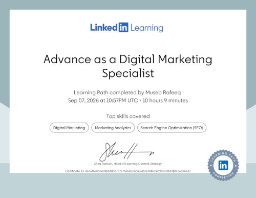 Advance Digital Marketing Specialist Certificate by Linkedin
