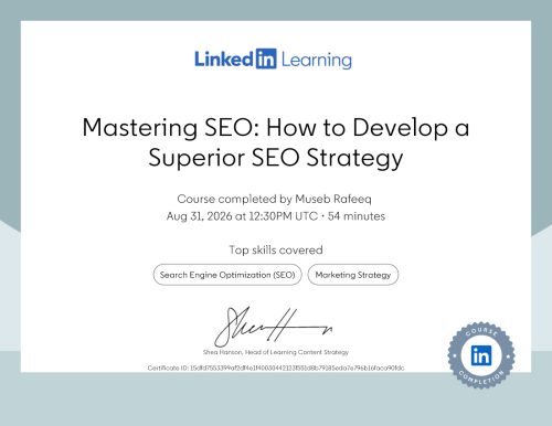Mastering SEO How to Develop a Superior SEO Strategy Certification by LinkedIn
