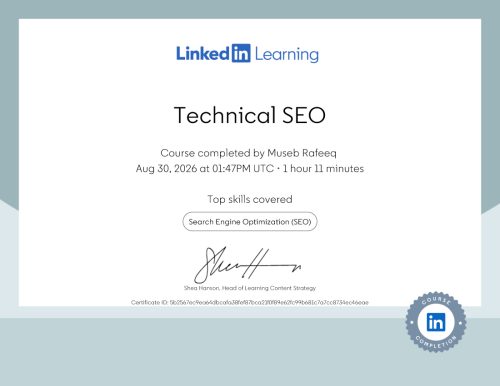 Technical SEO Certification by LinkedIn